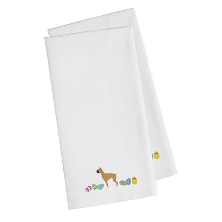 CAROLINES TREASURES Boxer Easter White Embroidered Kitchen Towel CK1615WHTWE